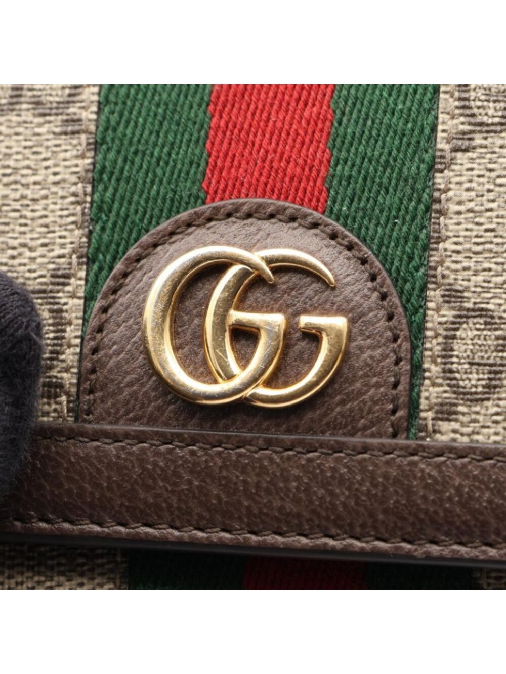 Gucci Bifold Wallet Ophidia GG Sherry Line Beige Brown Green Leather - Picture 5 of 8